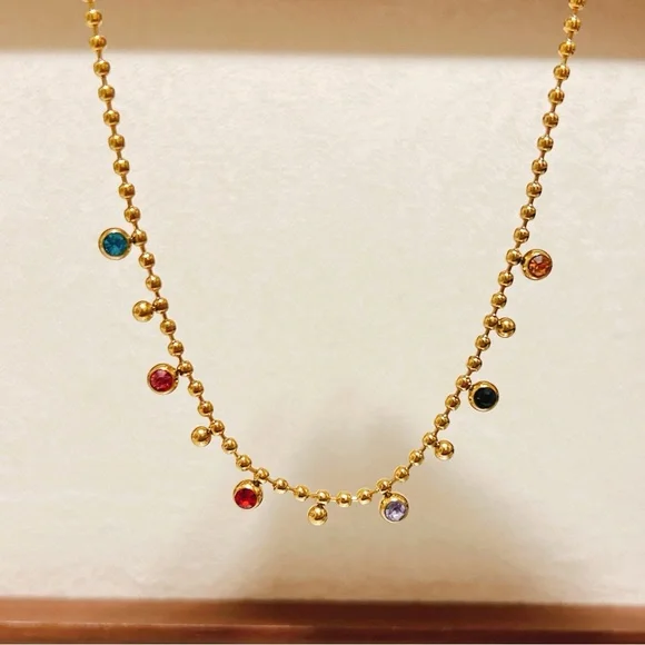 Stainless steel rainbows 🌈 stones necklace - Picture 4 of 10